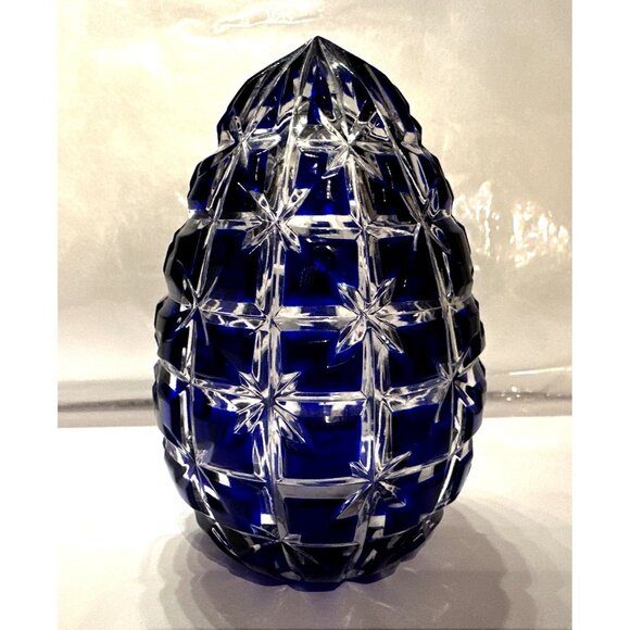 Magda Nemeth Cobalt Blue Crystal Decorative Egg 4" Hand Signed and Numbered VTG - Picture 1 of 6